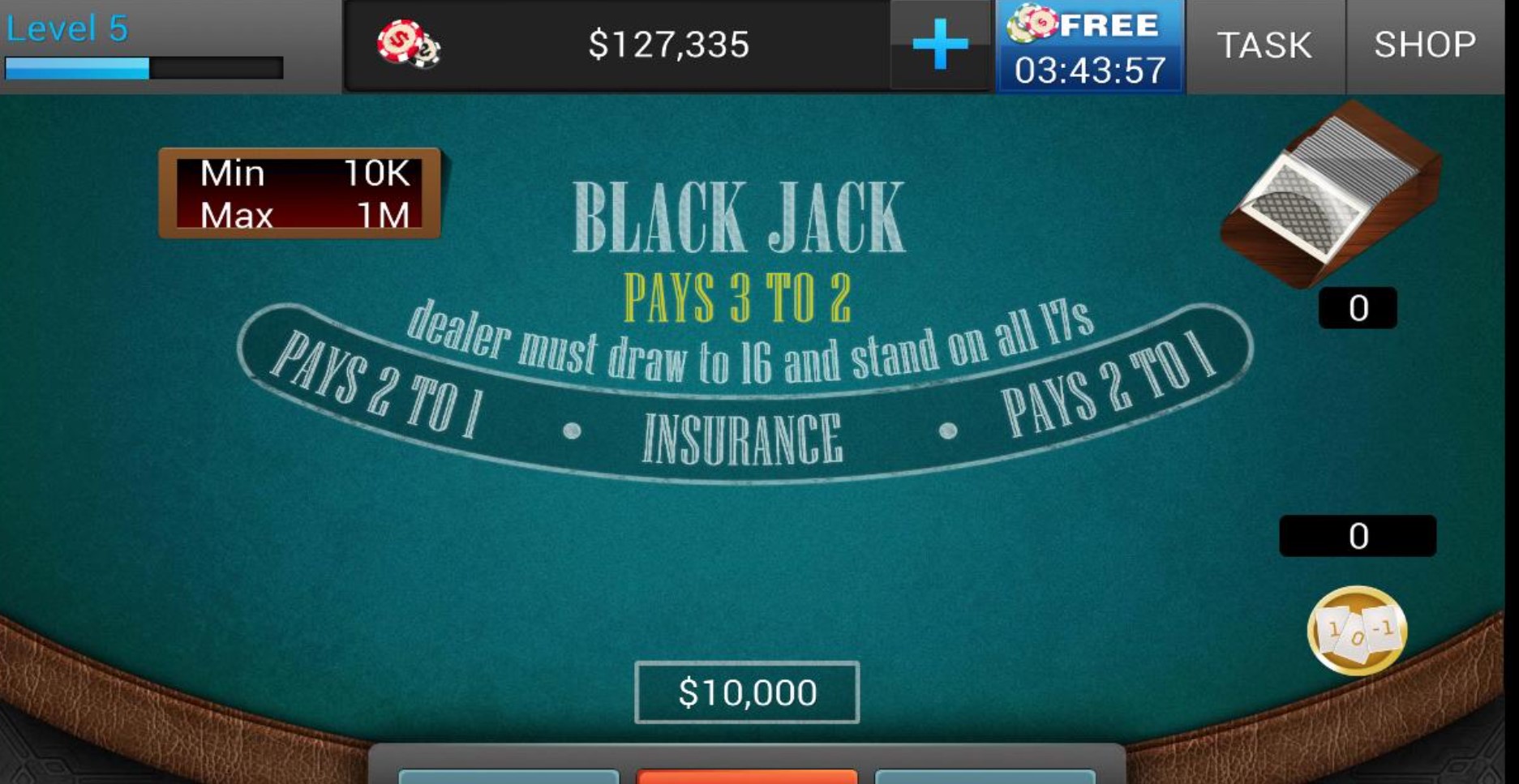 Which casinos offer Blackjack, both live and online